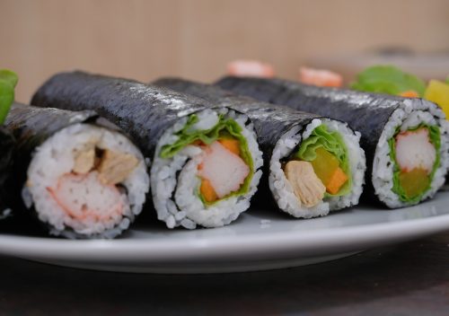 sushi on white ceramic plate